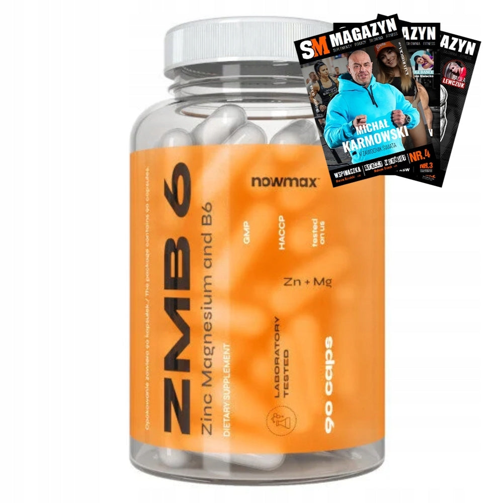 nowmax ZMA + B6 90 kaps ZINC MAGNESIUM VITAMIN B6 NERVOUS SYSTEM TESTOSTERONE