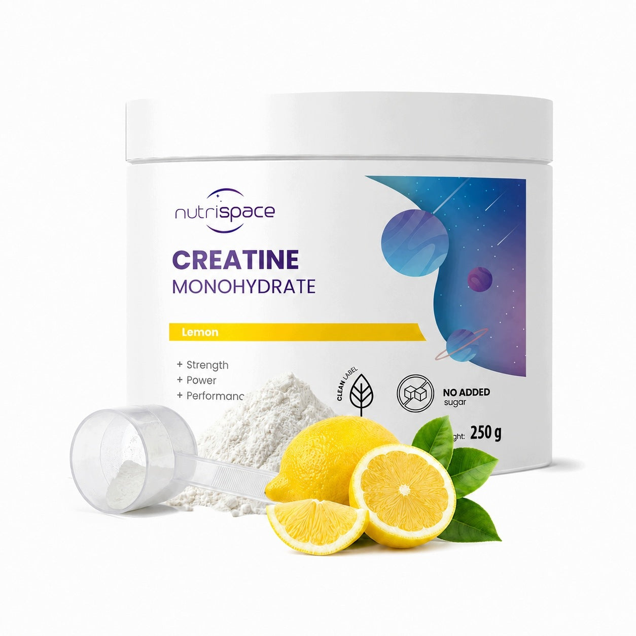 nutrispace Creatine Monohydrate 3x250g Set of 3 Flavors Packaging status original