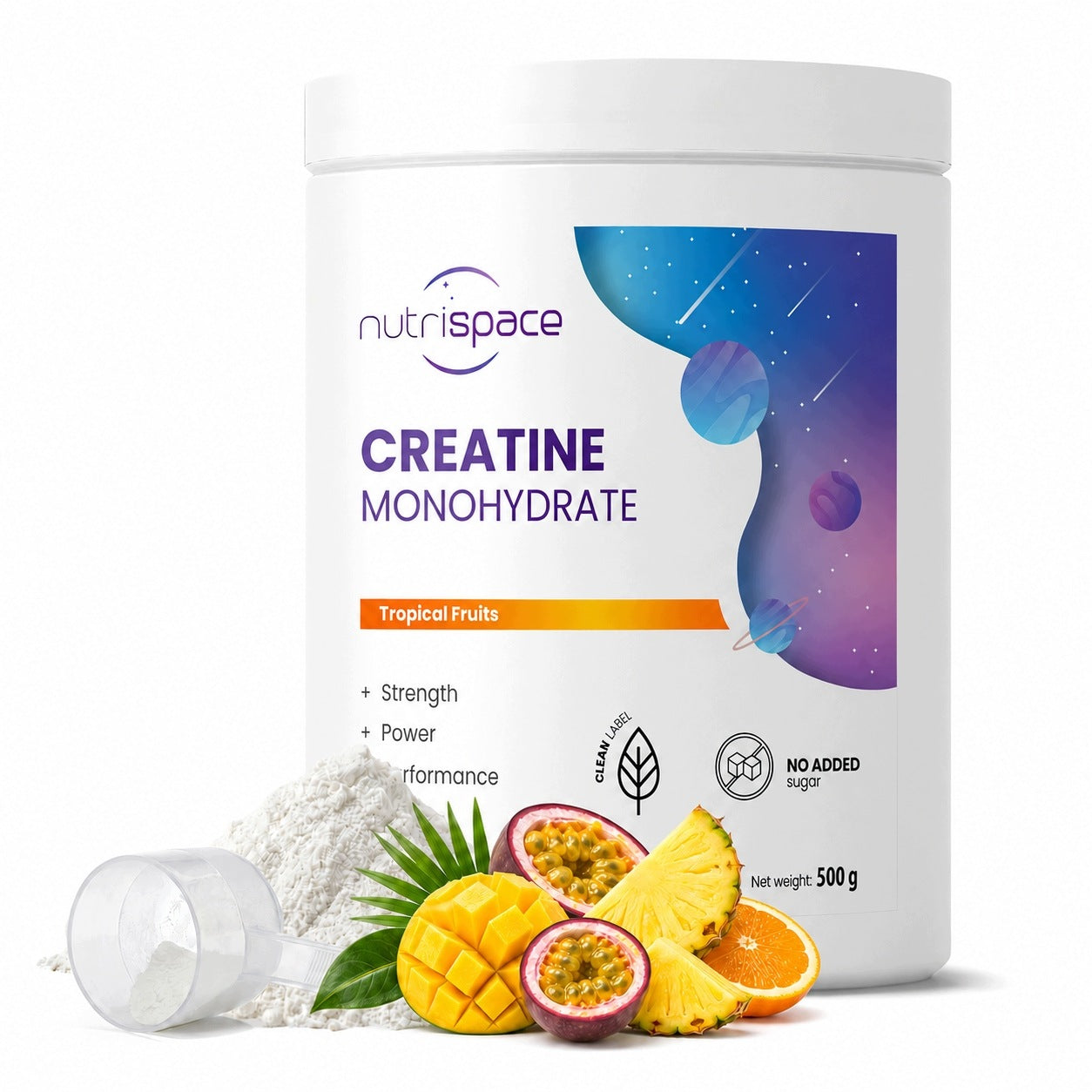 nutrispace Creatine Monohydrate 3x500g Set of 3 Flavours Creatine Packaging status original