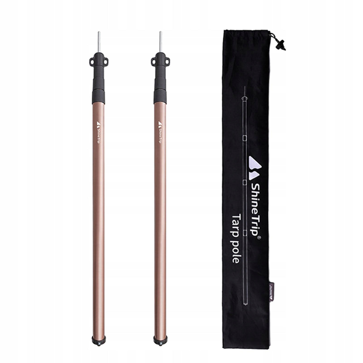 of 2 Universal Adjustable Alloy Telescopic Tent Rods 4 Sections Champagne Packaging status original