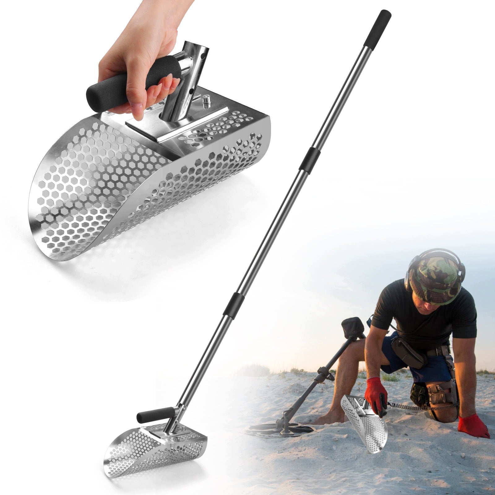 Łopata do wykrywacza metali, 2w1 sito na plażę, stal nierdzewna Manufacturer code WZ25-0303