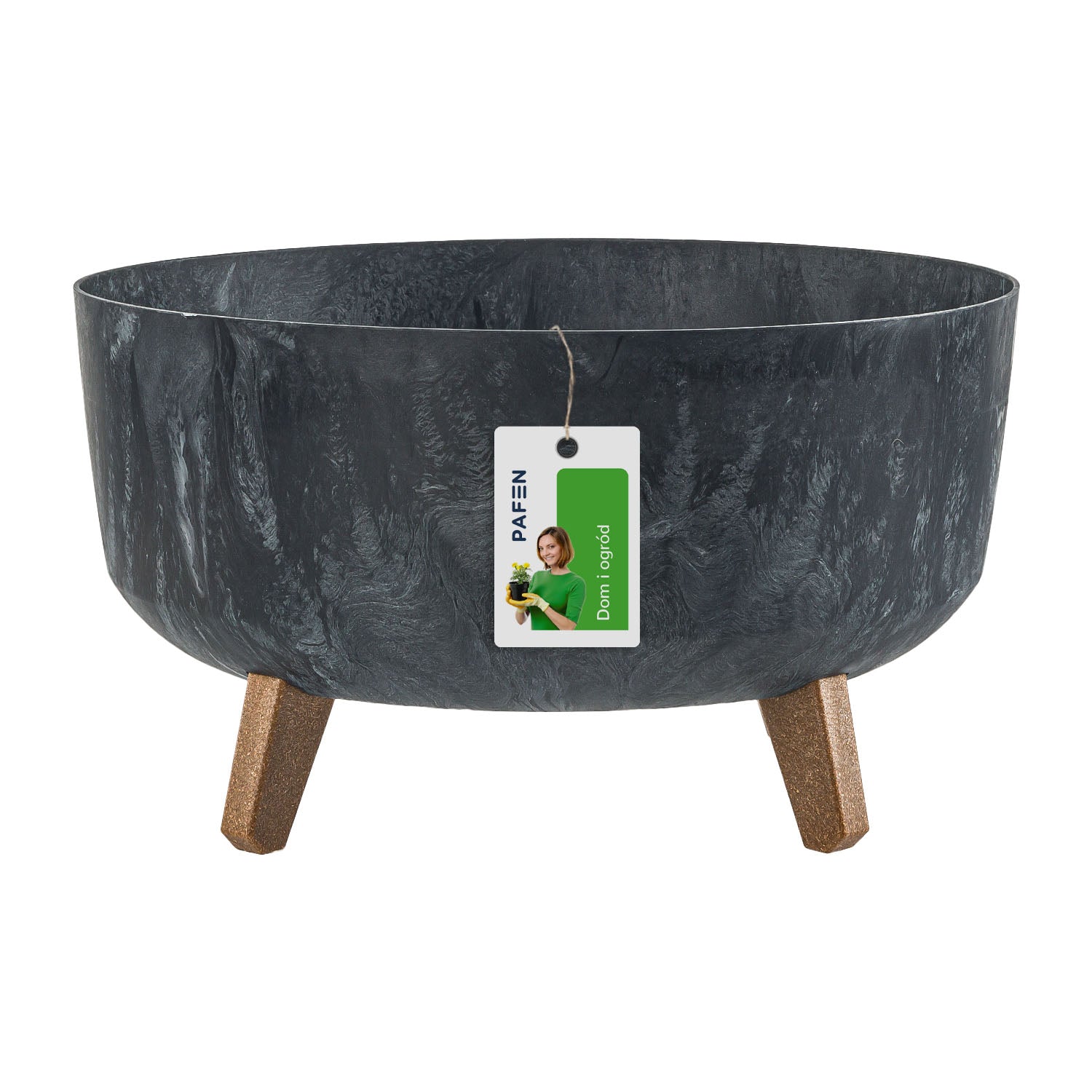 Blumentopf mit Platte Prosperplast Gracia Low Beton Effect DGRL400LE-S433, schwarz 