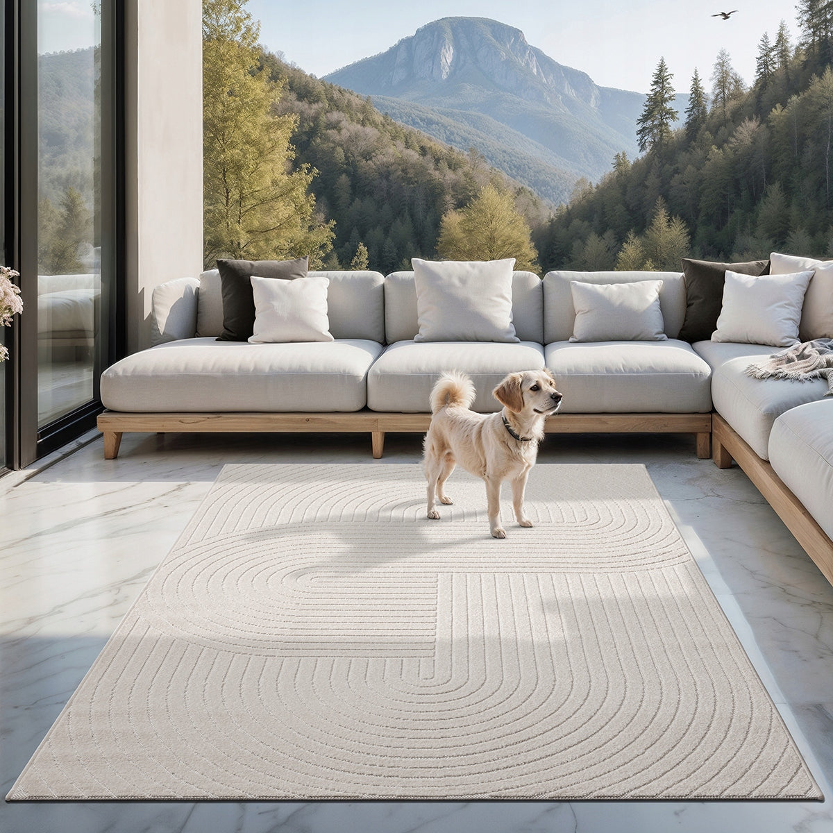 outdoor carpet boho 3D balcony terrace Santo the carpet cream 200x280