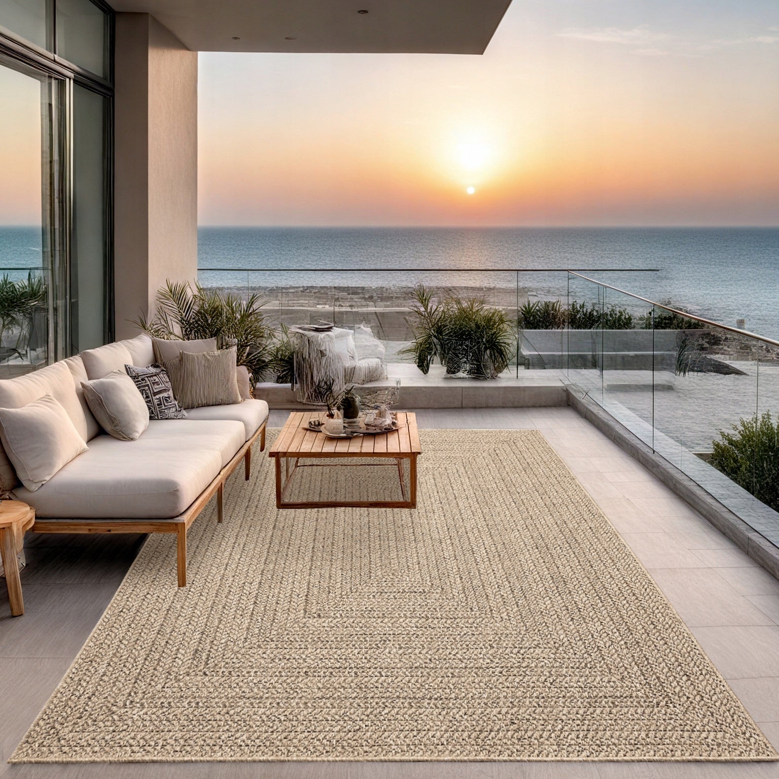 outdoor carpet jute balcony terrace Kansas the carpet beige 80x150