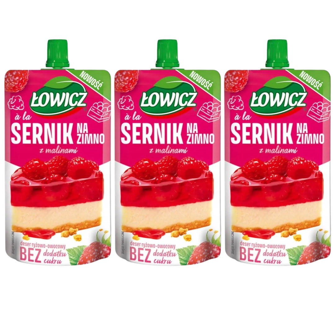 Łowicz Dessert a la cold raspberry cheesecake 100 g x 3 pieces