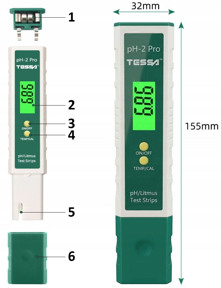 pH Meter Water Tester Aquarium Acid Meter Liquid Pool Temperature Manufacturer code pH-2 Pro (2)