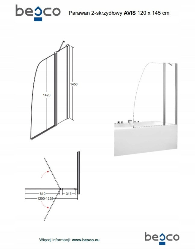 Mobile Badezimmer-Glaswand Besco Avis 