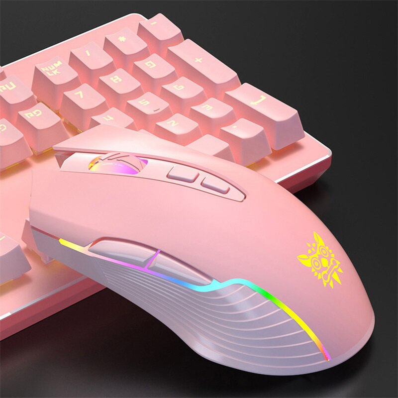 pink RGB wireless gaming mouse Batteries included no