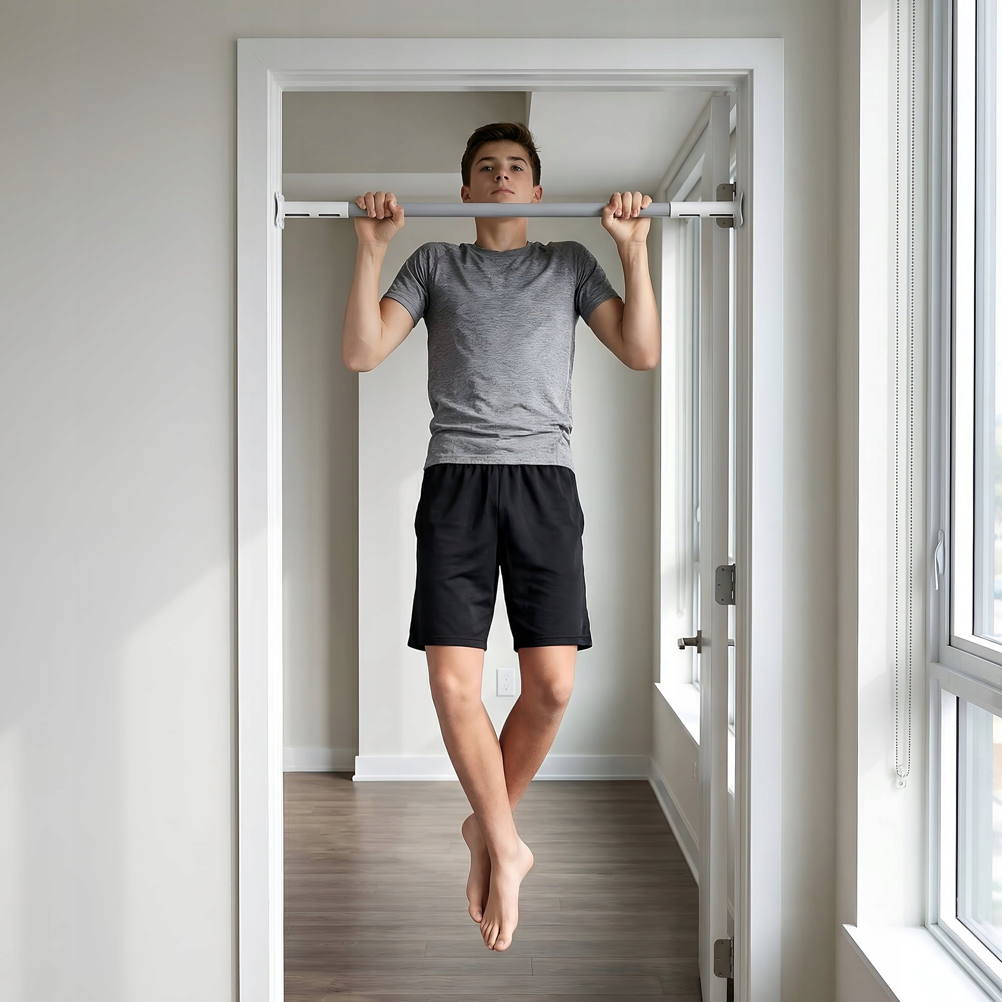 pull-up bar Profi 125-150 cm white-grey For for pull-ups