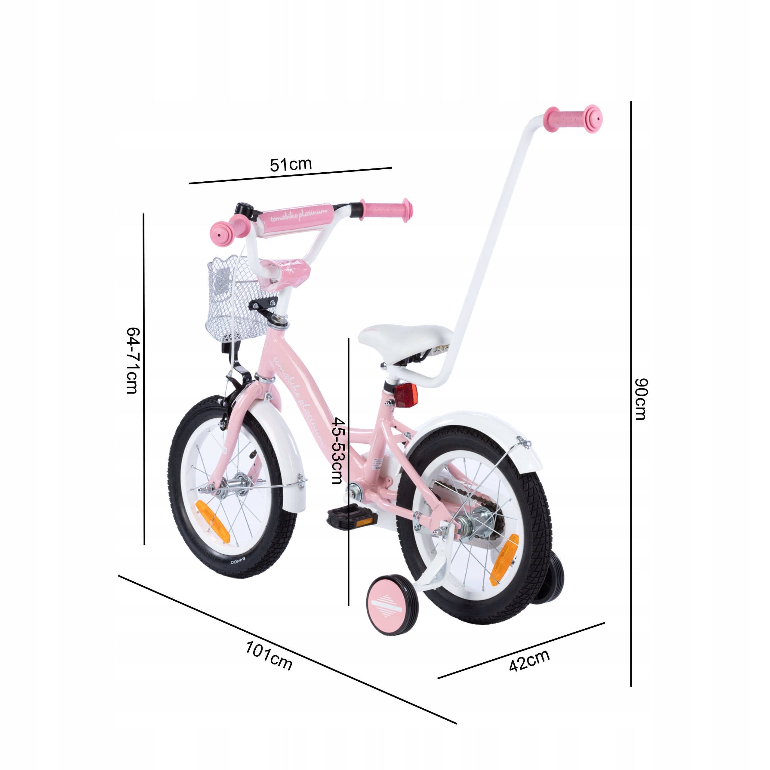 Dviratis TOMABIKE 14" rožinės spalvos