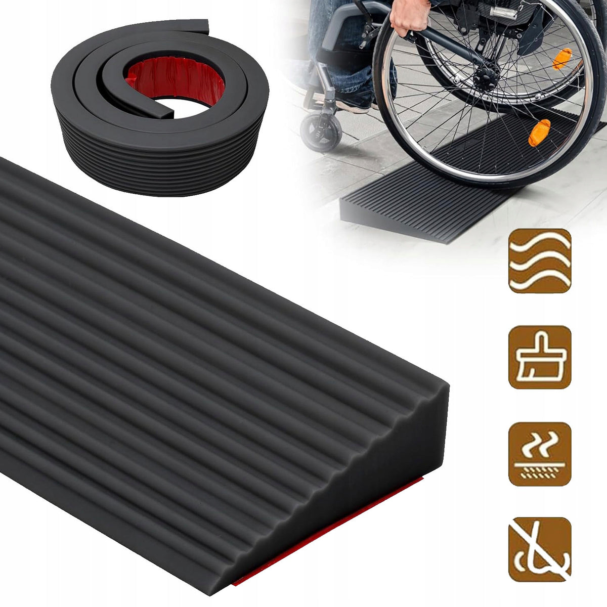 rubber THRESHOLD RAMP BEATING AID FOR WHEELCHAIR AND WALKER