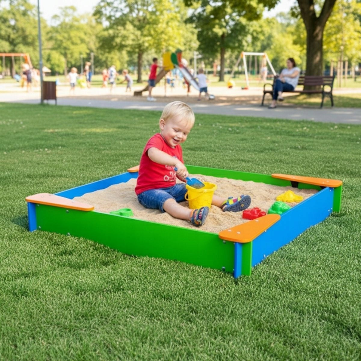 sandbox with corners blue-green Brand Małpiszon