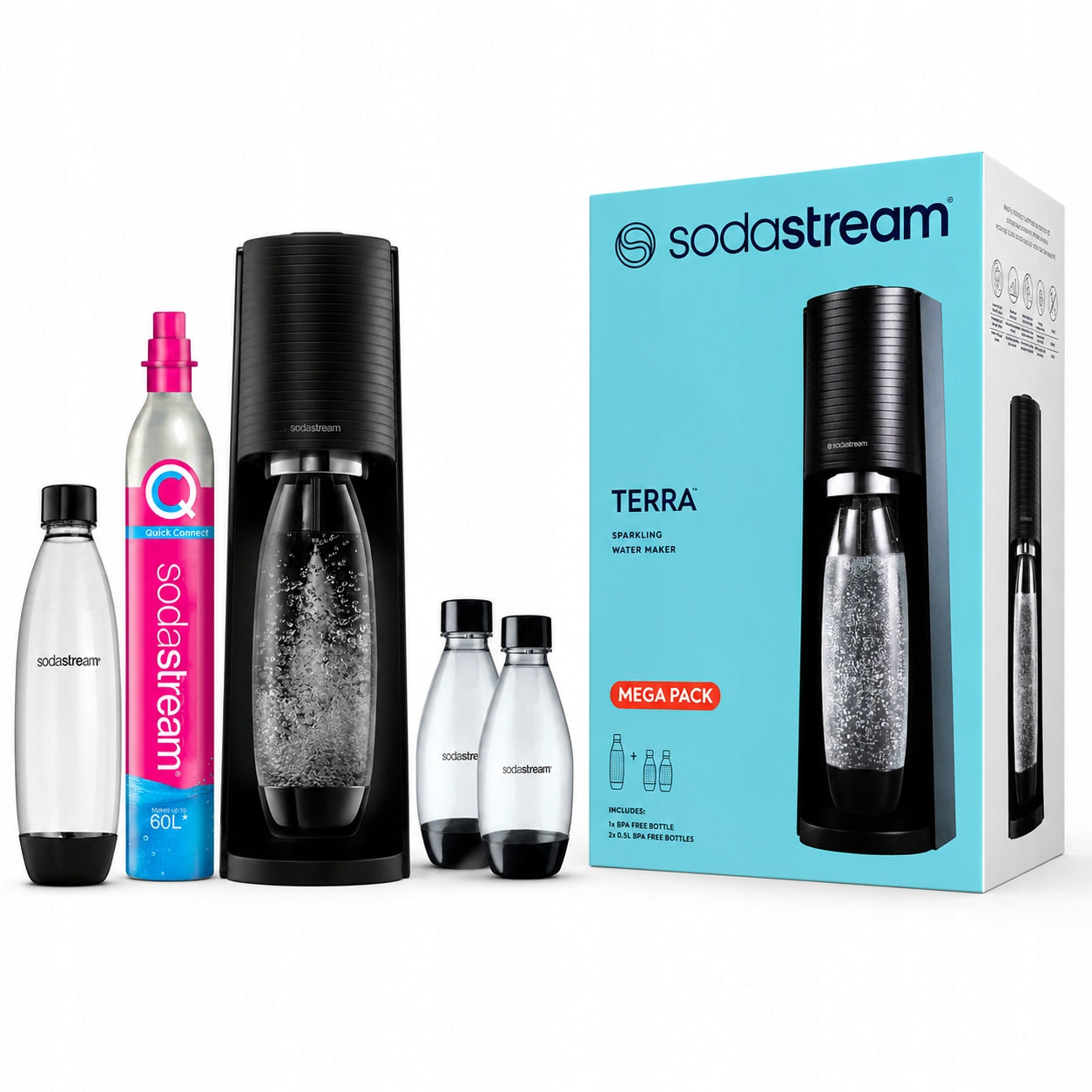 saturator Sodastream Terra black 3 bottles (1L + 2x 0,5L) + CO2 cartridge