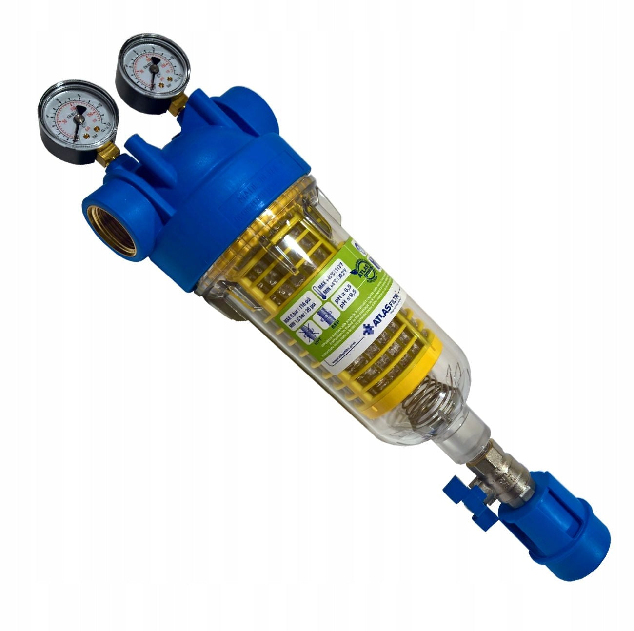 self-cleaning filter HM 1" ATLAS FILTRI with backwash pressure gauges