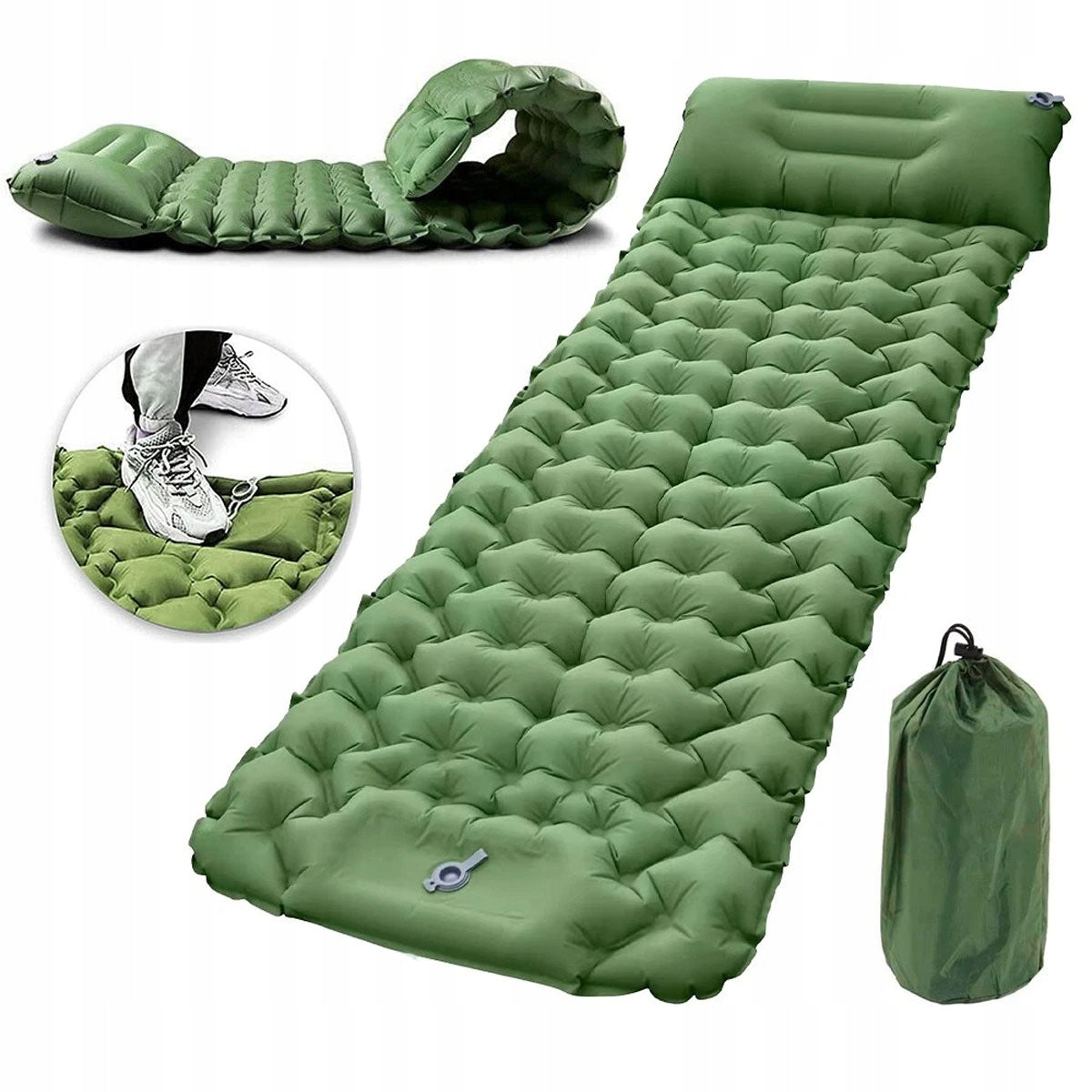 self-inflating camping mattress with pillow 200 x 70 x 10 cm