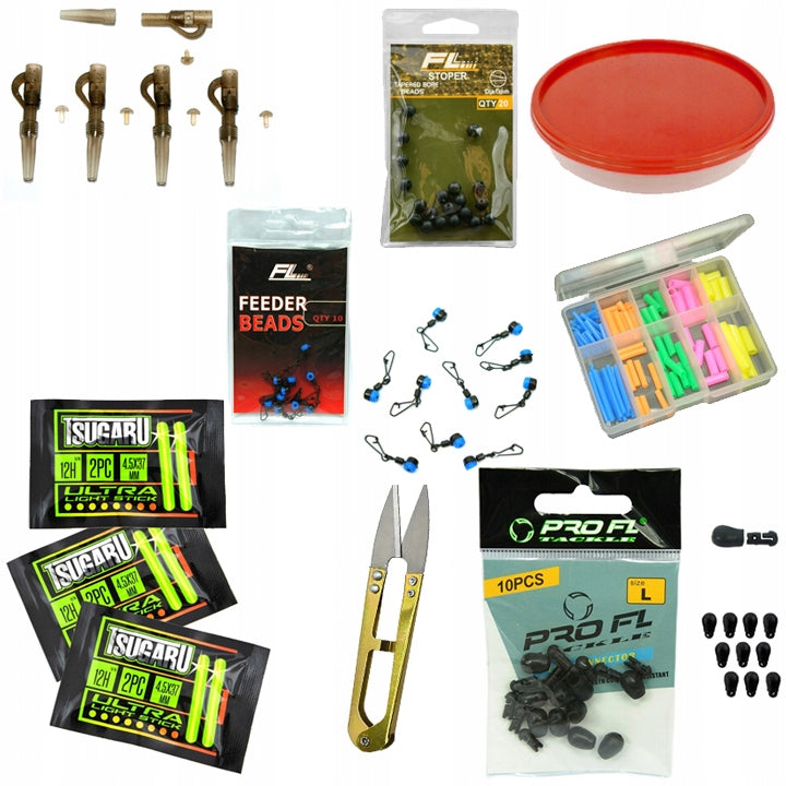 set FISHING BOX + 307 accessories float feeder ground spinning Customs tariff code 95071000