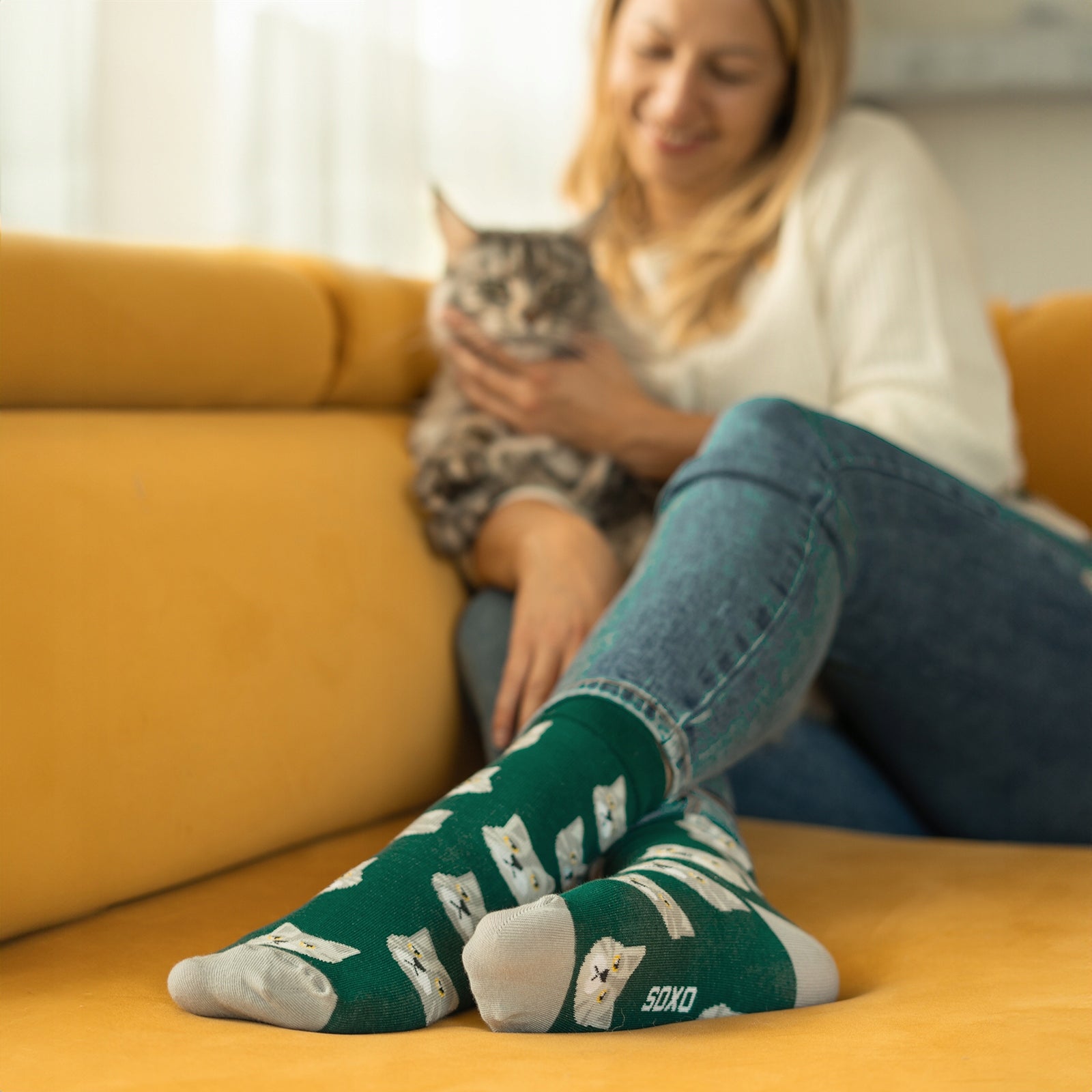Socken für Damen Soxo, grün 