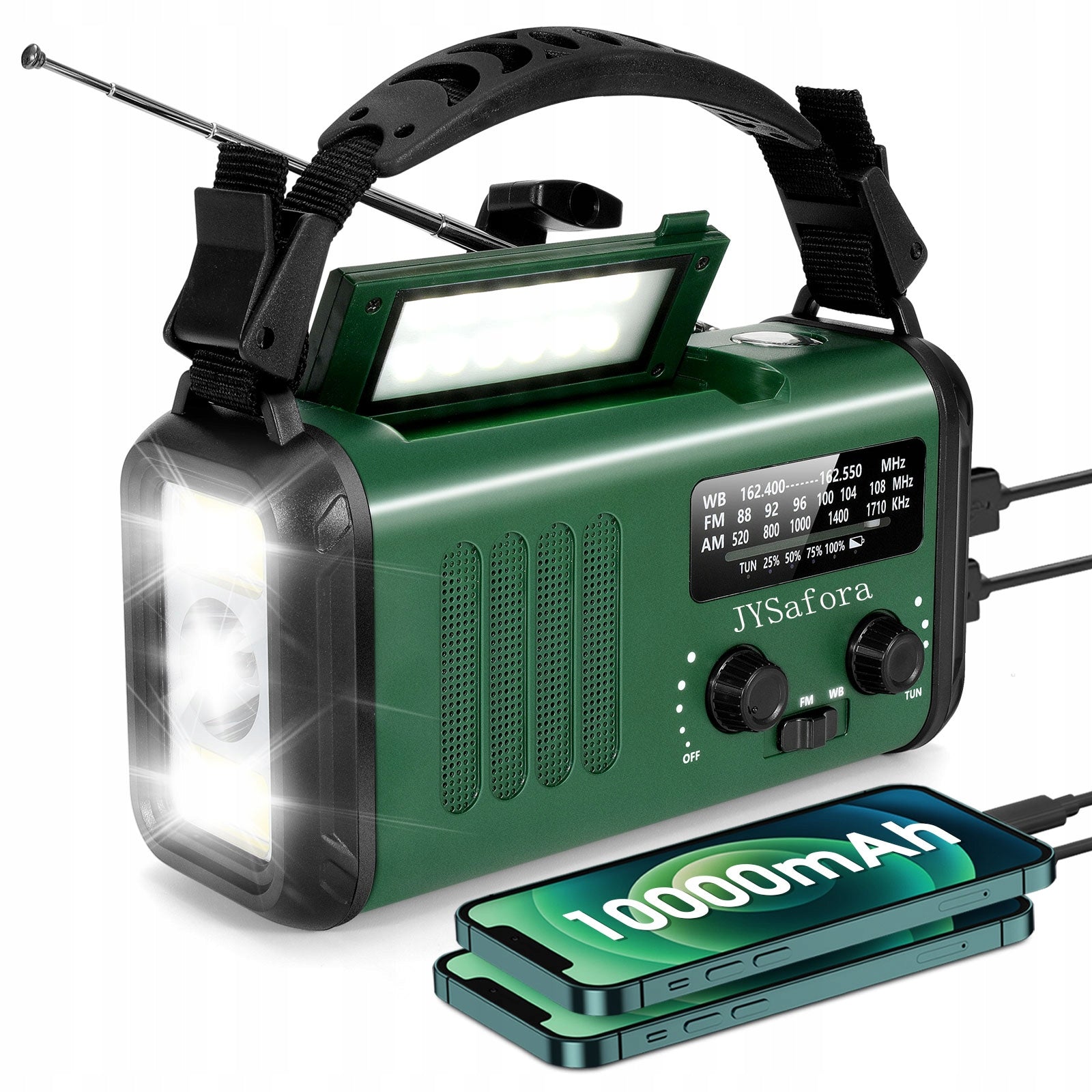 solar radio with crank construction radio emergency radio for flashlight 10000mAh