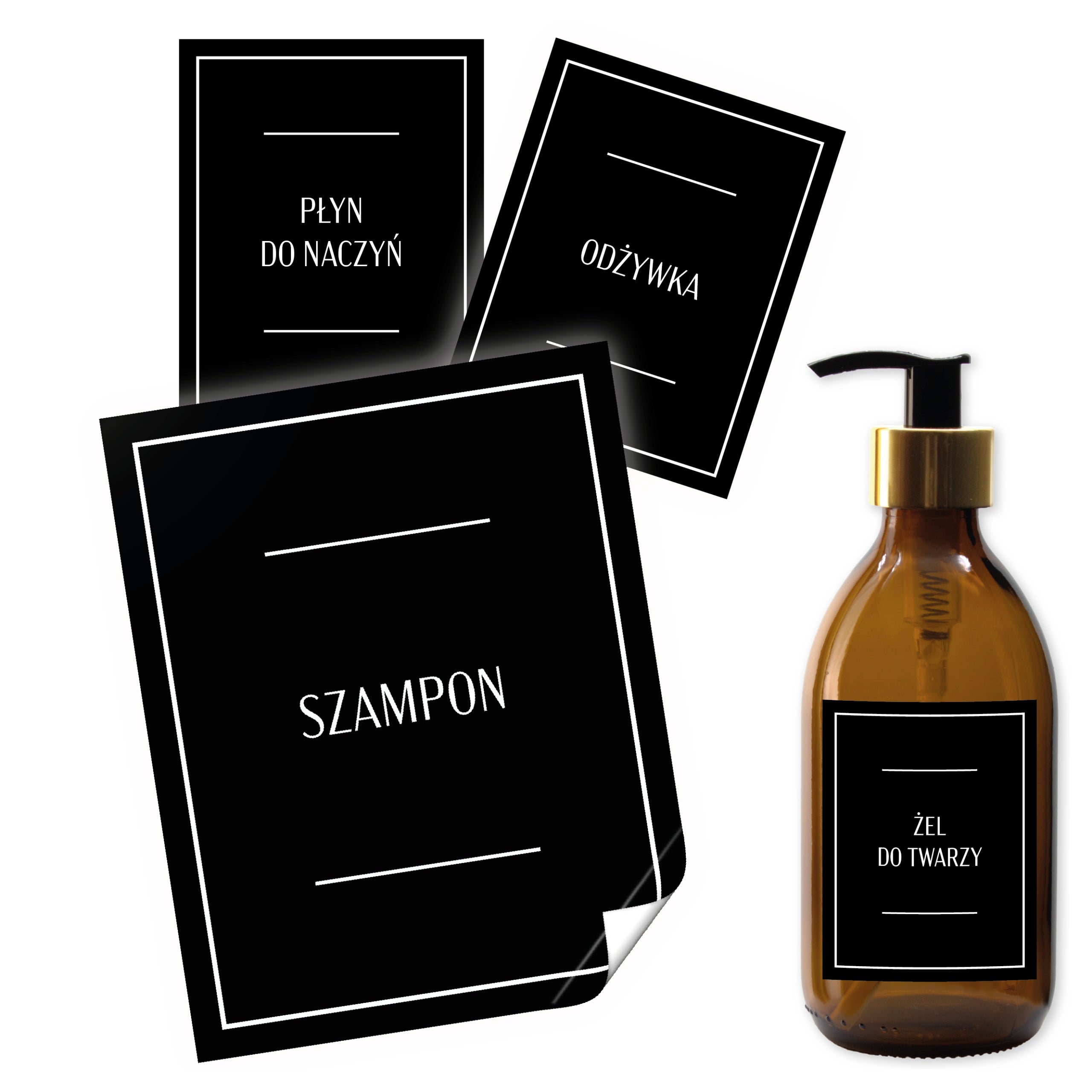 stickers LABELS for cosmetics soap shampoo dishwashing liquid 16pcs 5,5x7cm