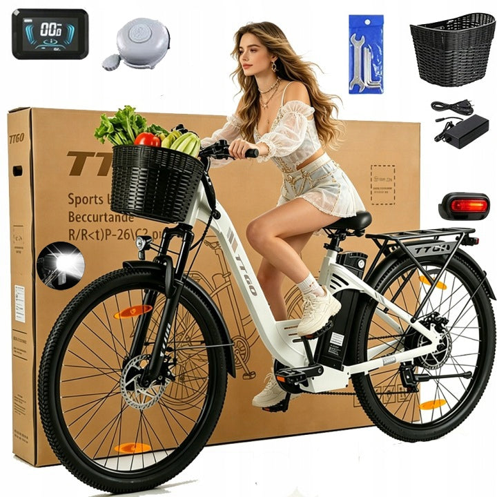stylish men's/women's E-bike TTGO C2 Pro 250W 52NM 36V18AH 25KM/H 120KM 26"