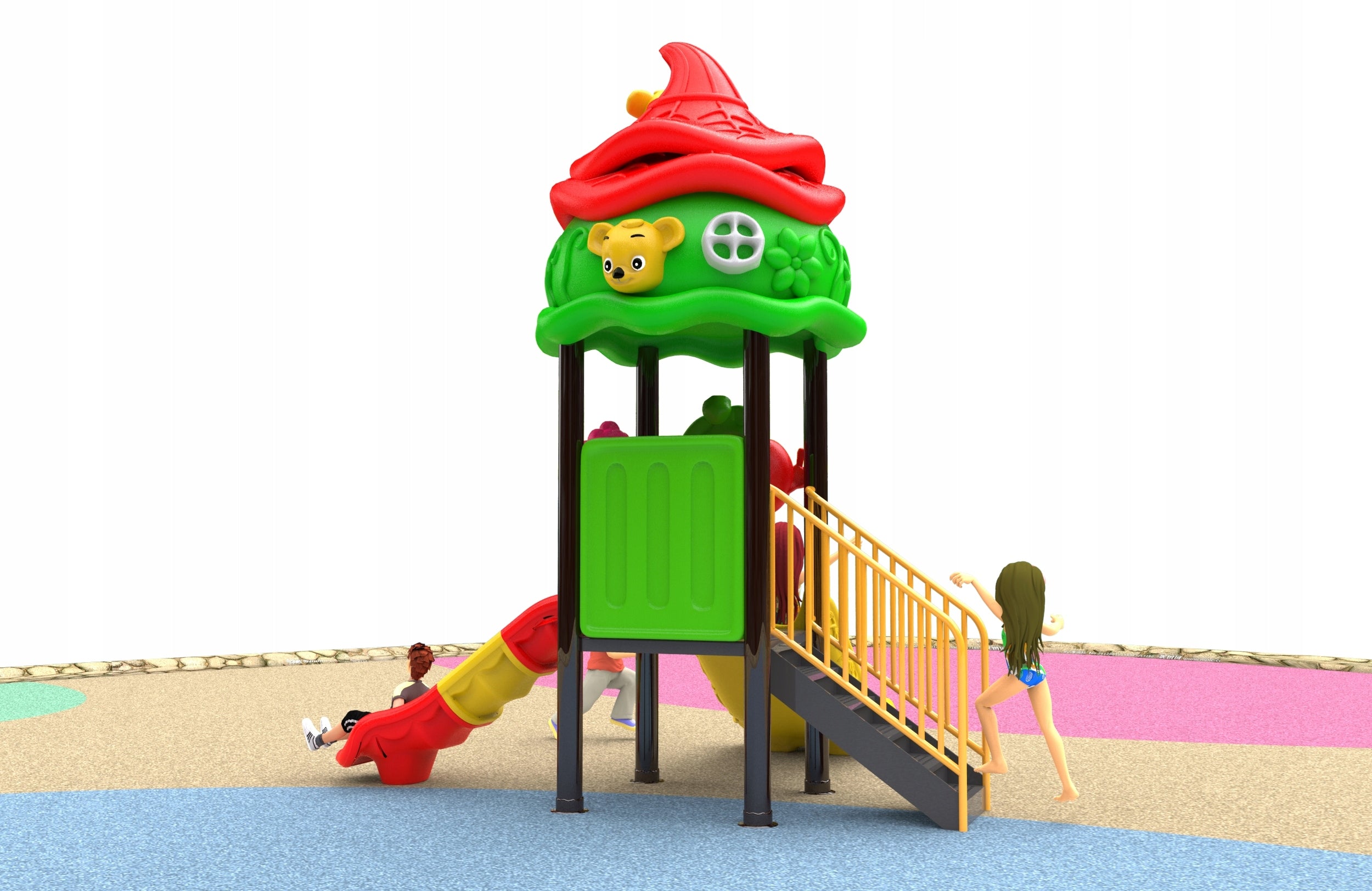 toys square for children with slide | PN:EN 1176 Certificate Kind plastic