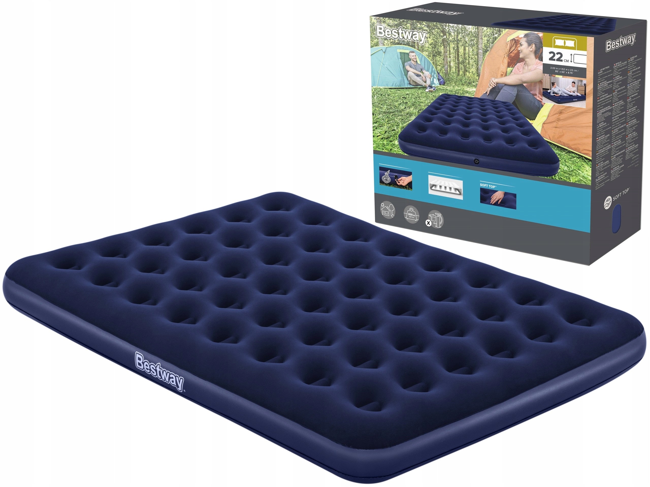 velour MATTRESS FOR SLEEPING AND OVER WATER BESTWAY double 203/152/22 cm Packaging status original