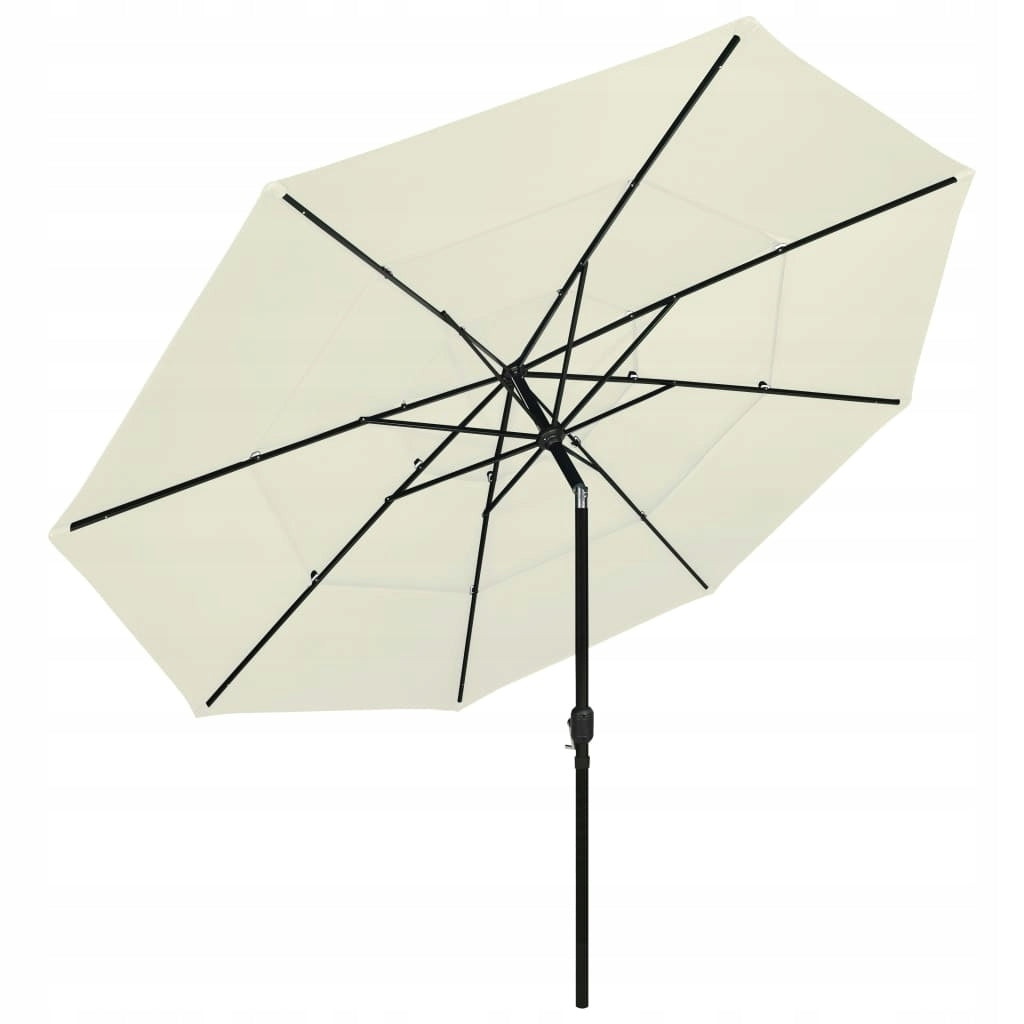 vidaXL 3-level umbrella on aluminium post, sand, 3,5 m Color white