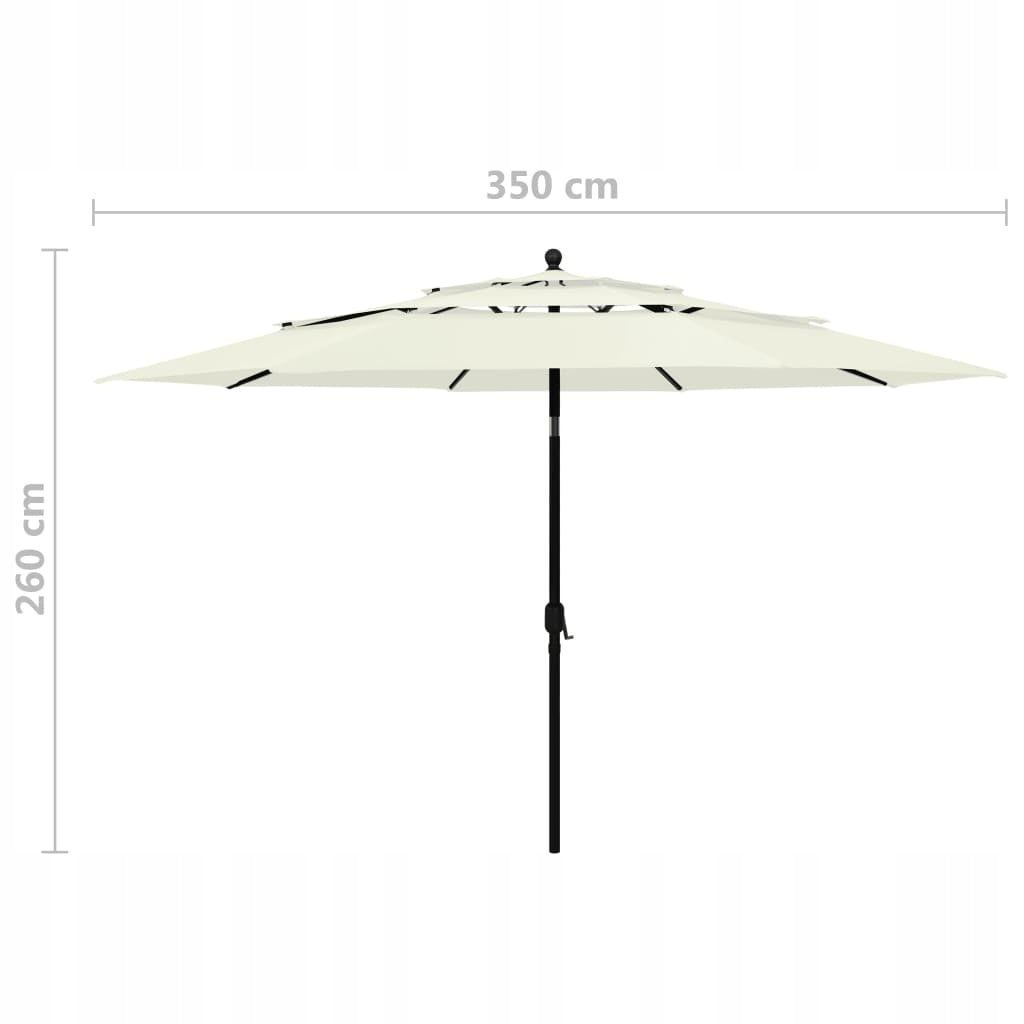 vidaXL 3-level umbrella on aluminium post, sand, 3,5 m Kind classic