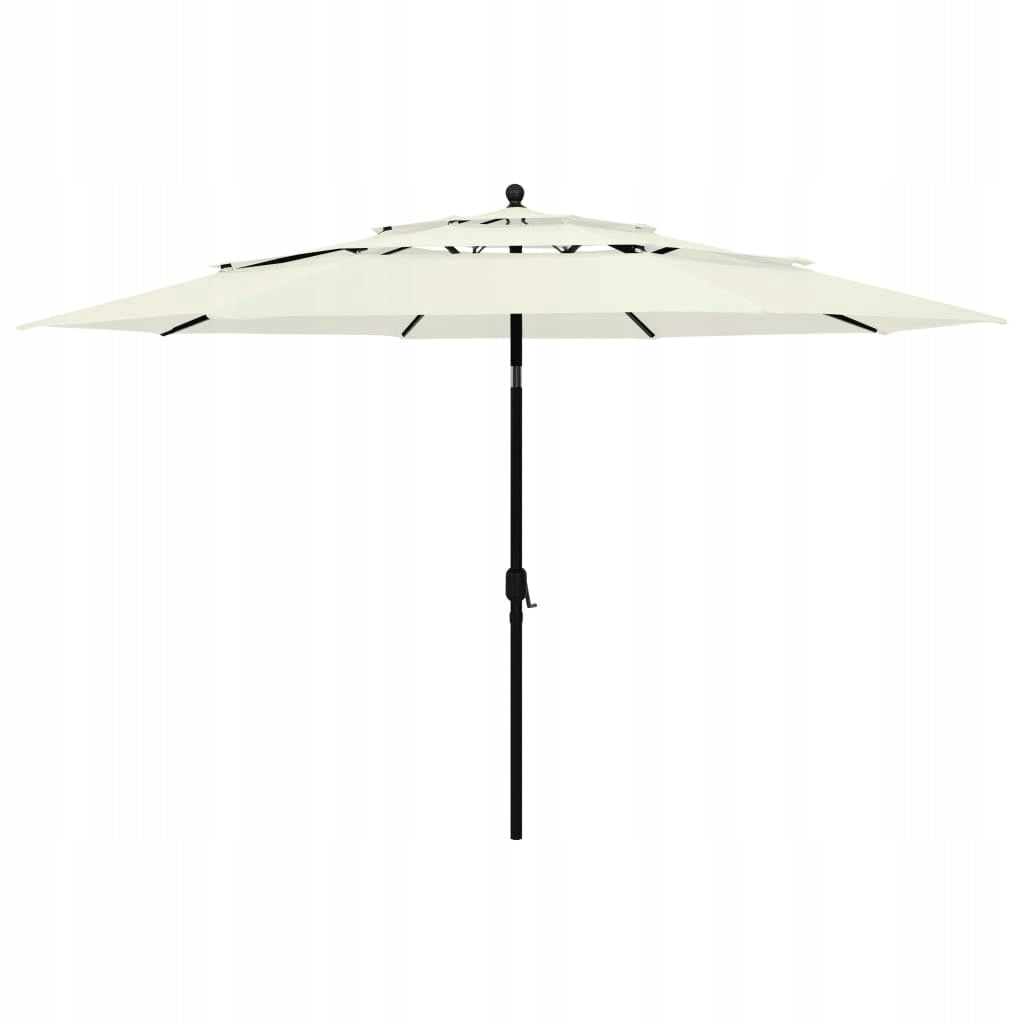 vidaXL 3-level umbrella on aluminium post, sand, 3,5 m