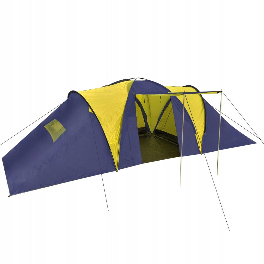vidaXL 9-Person Camping Tent, Blue-Yellow Number of bedrooms 3
