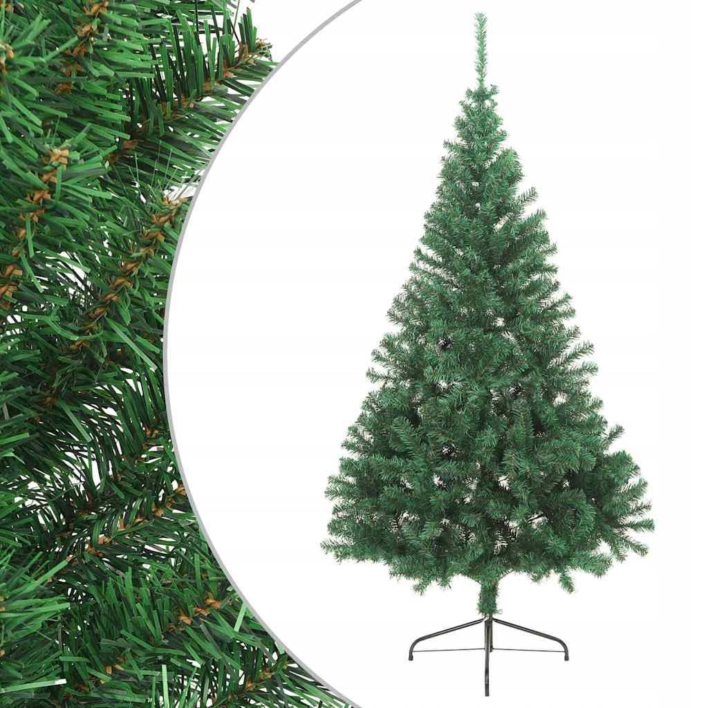 vidaXL Artificial Christmas tree with stand, half, green, 180 cm, PVC