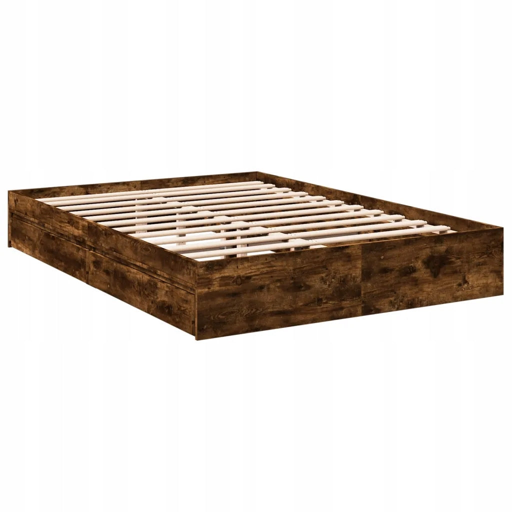vidaXL Bed frame with drawers, smoky oak, 160x200 cm Product weight with unit packaging 59.22 kg