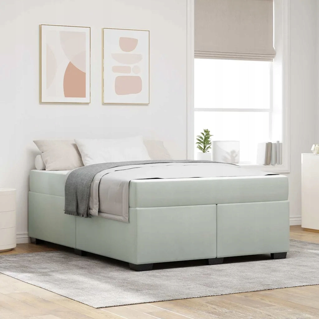 vidaXL Bed frame with mattress Light grey 140 x 200 cm fabric