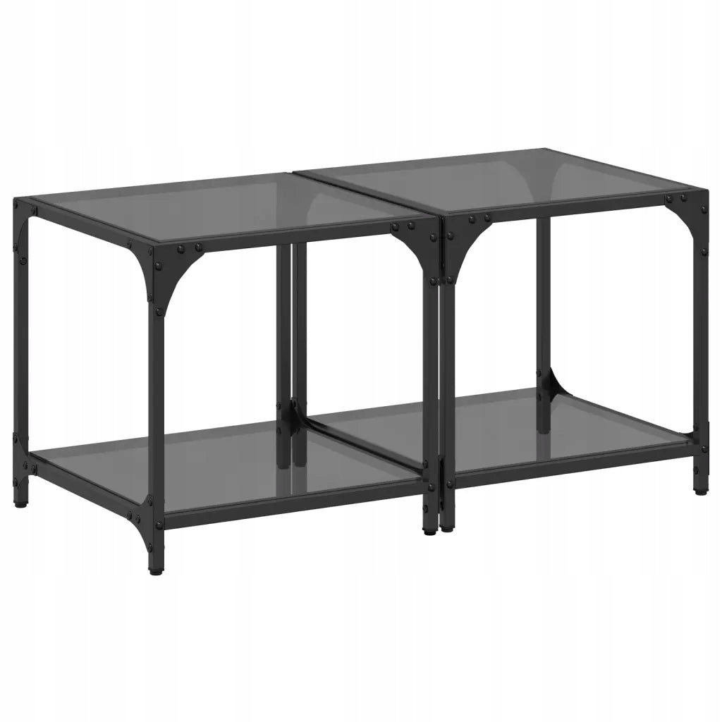 vidaXL Coffee tables with black glass top, 2 pcs, 40x40x40 cm Brand VidaXL