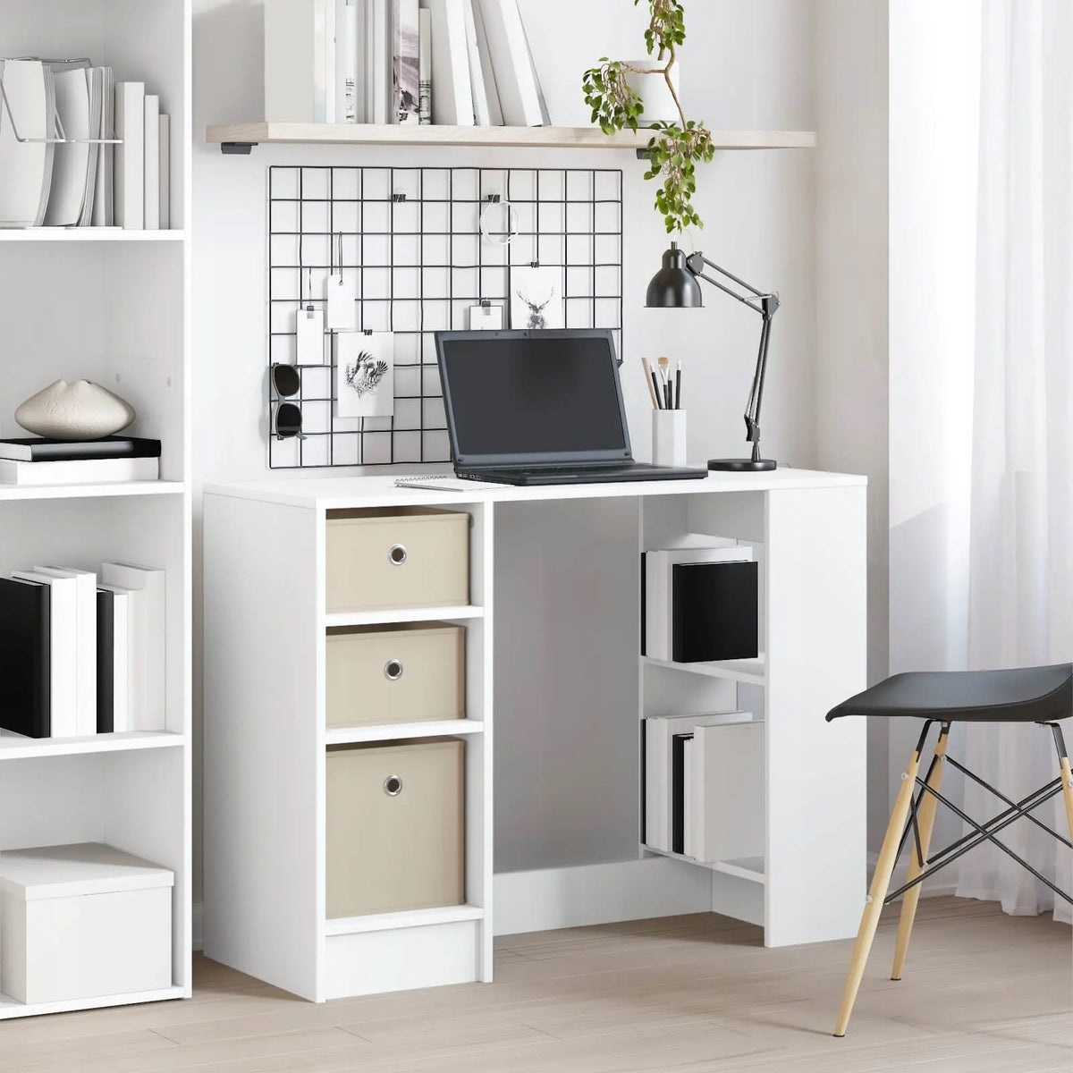 vidaXL Desk with shelf White 100 x 40 x 75 cm Wood-based material