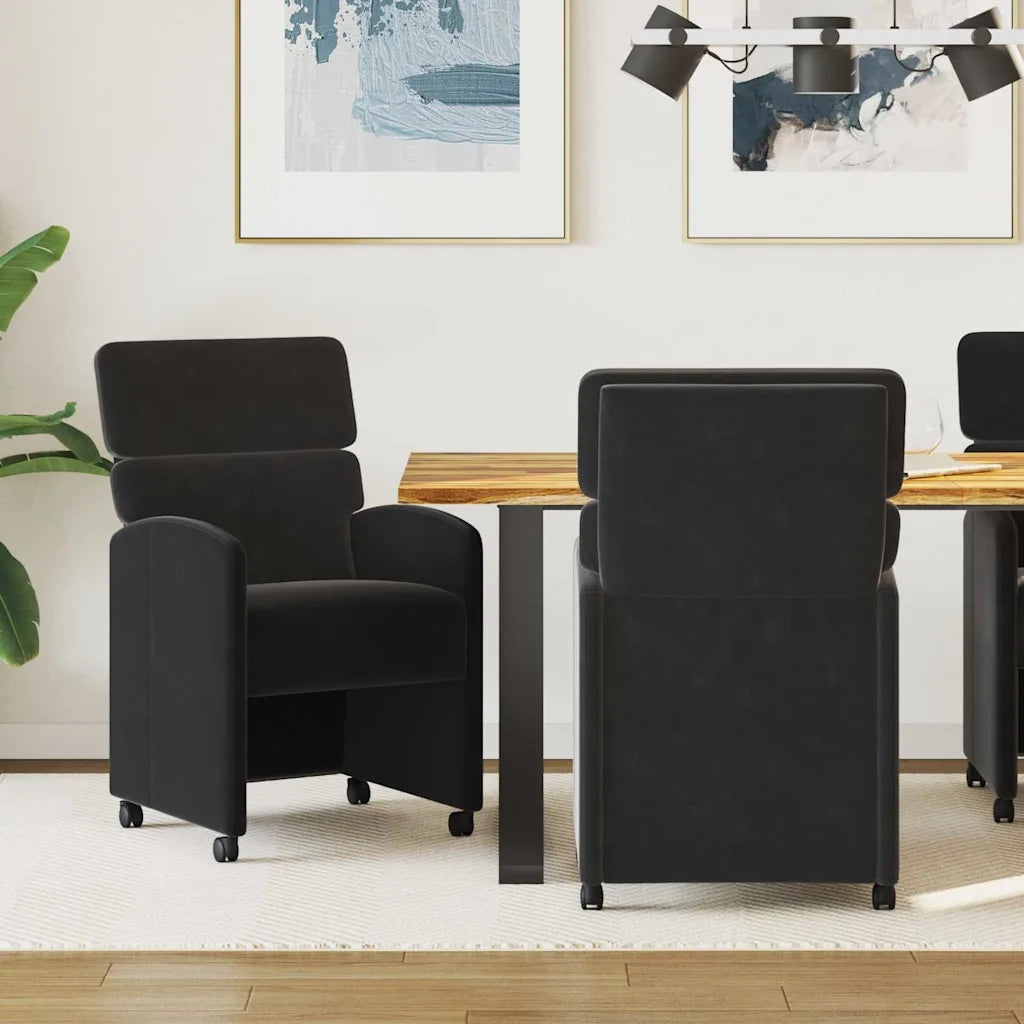 vidaXL Dining chairs on wheels 2 pcs Black 58 x 65 x 98 cm