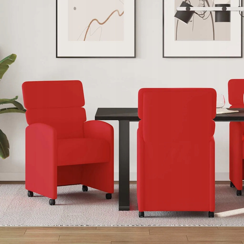 vidaXL Dining chairs on wheels 2 pcs Red 58 x 65 x 98 cm