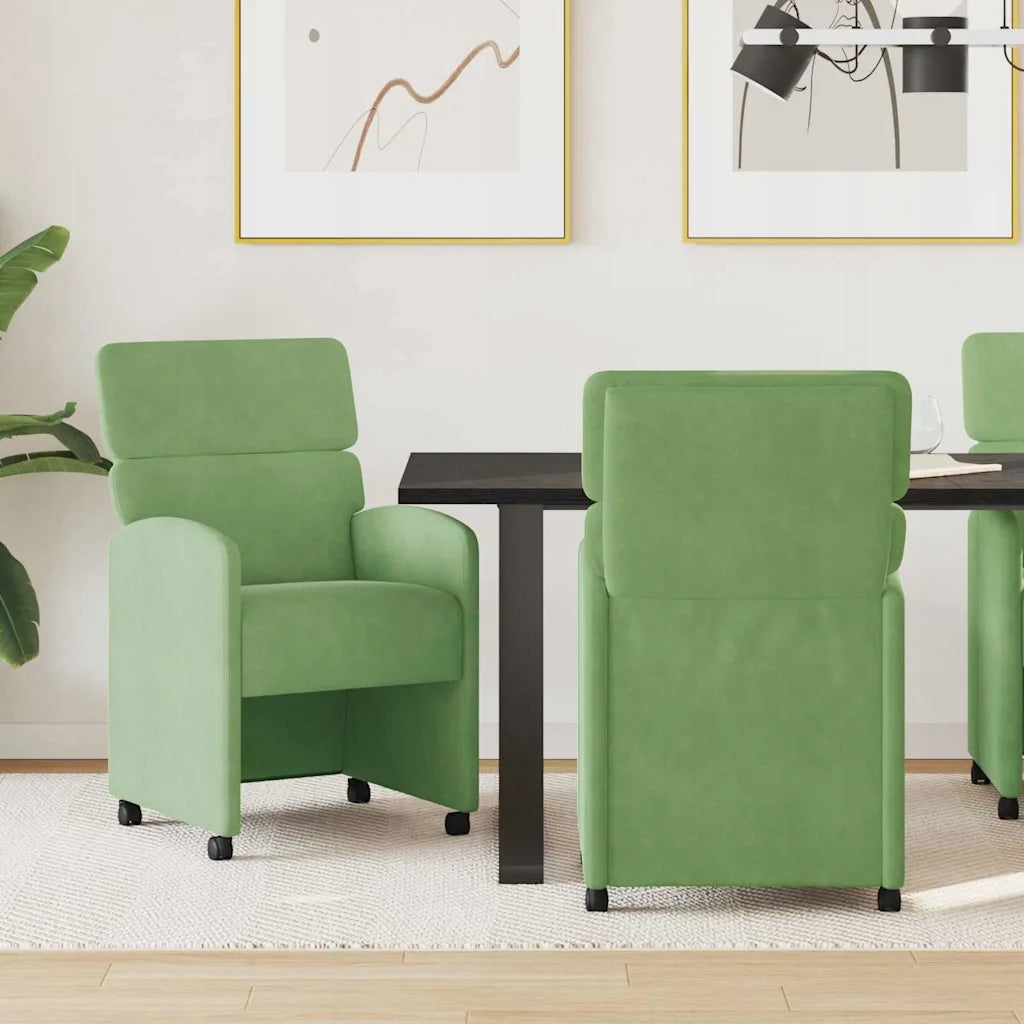 vidaXL Dining chairs on wheels 2 pcs light green 58 x 65 x 98 cm