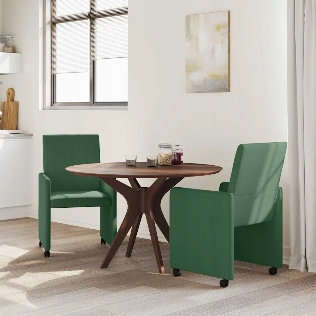 vidaXL Dining chairs on wheels with wheels 2 pcs Grey green Color green