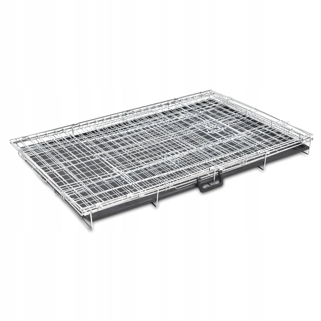 vidaXL Folding Metal Dog Cage, Size XXL Length 121 cm