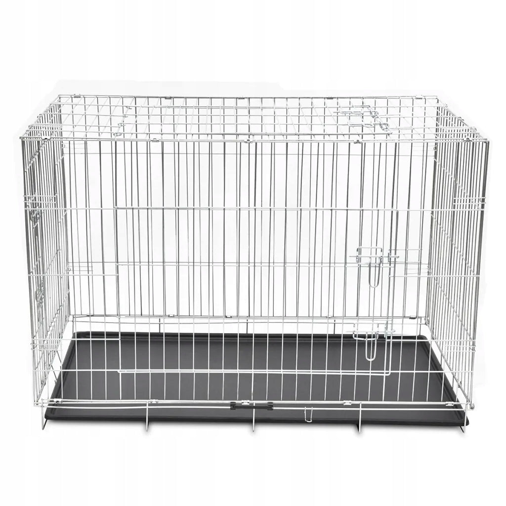 vidaXL Folding Metal Dog Cage, Size XXL