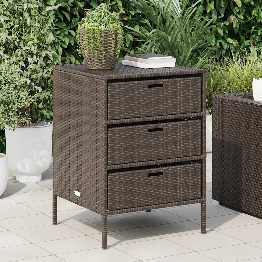 vidaXL Garden cabinet, brown, 55x59x80 cm, polyrattan