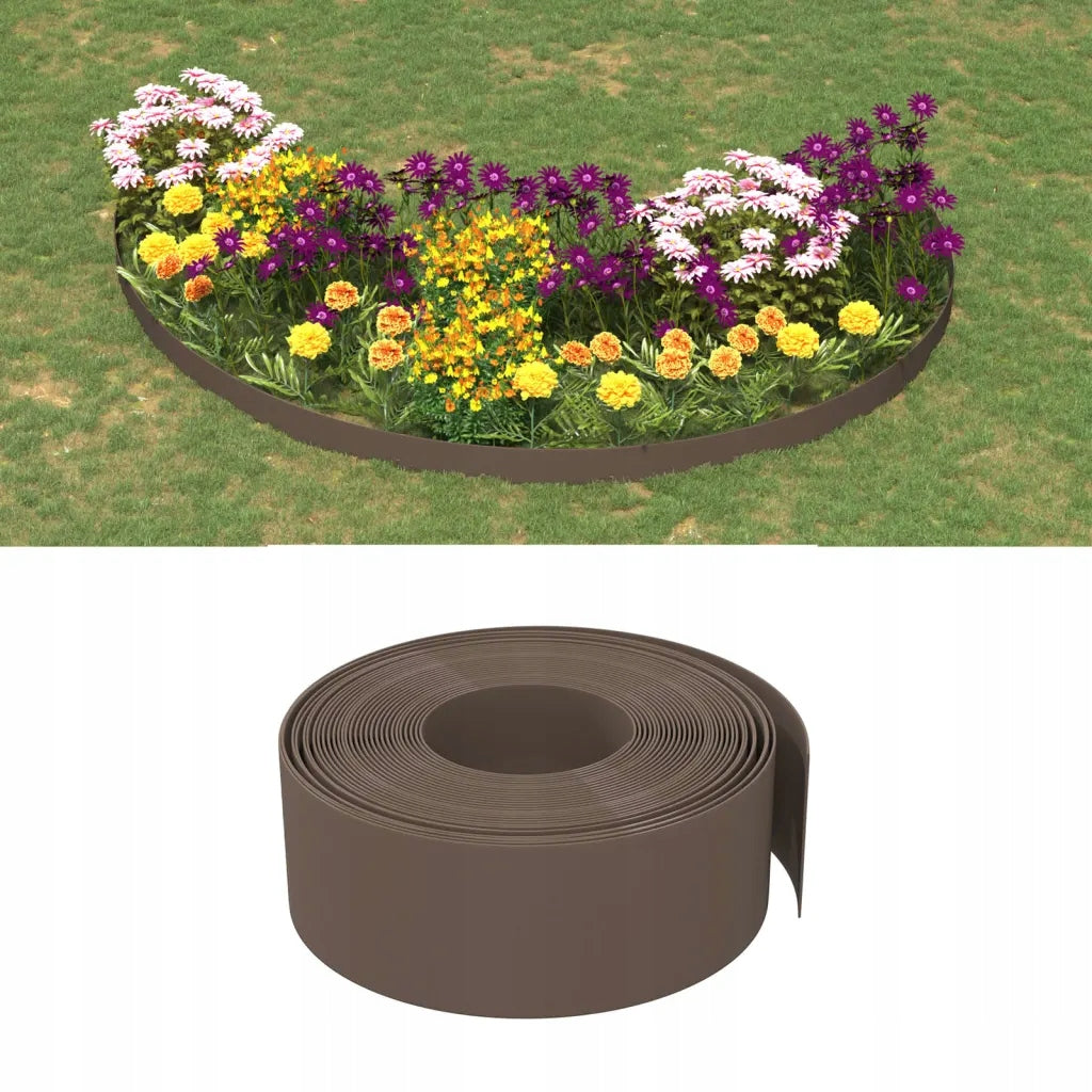 vidaXL Garden edging, 2 pcs, brown, 10 m, 20 cm, polyethylene