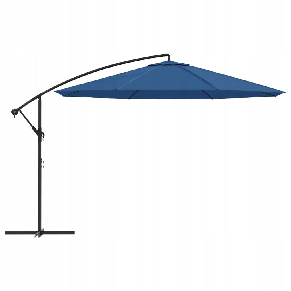 vidaXL Hanging umbrella with aluminium post, 350 cm, blue Color blue