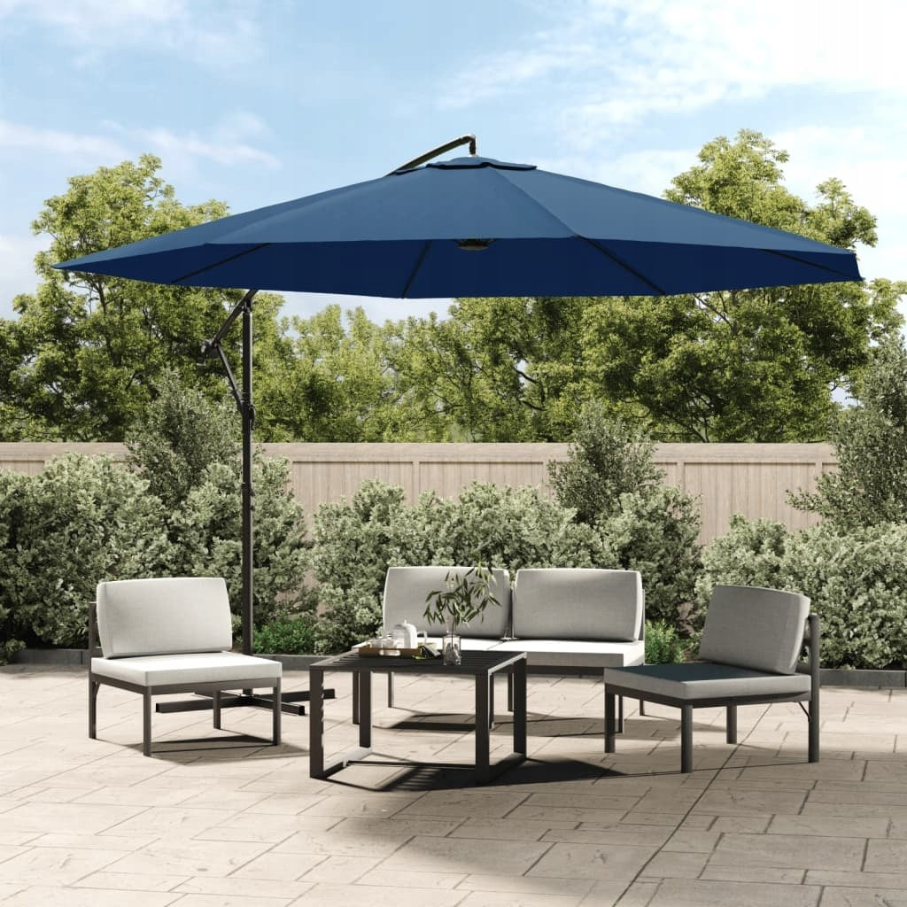 vidaXL Hanging umbrella with aluminium post, 350 cm, blue