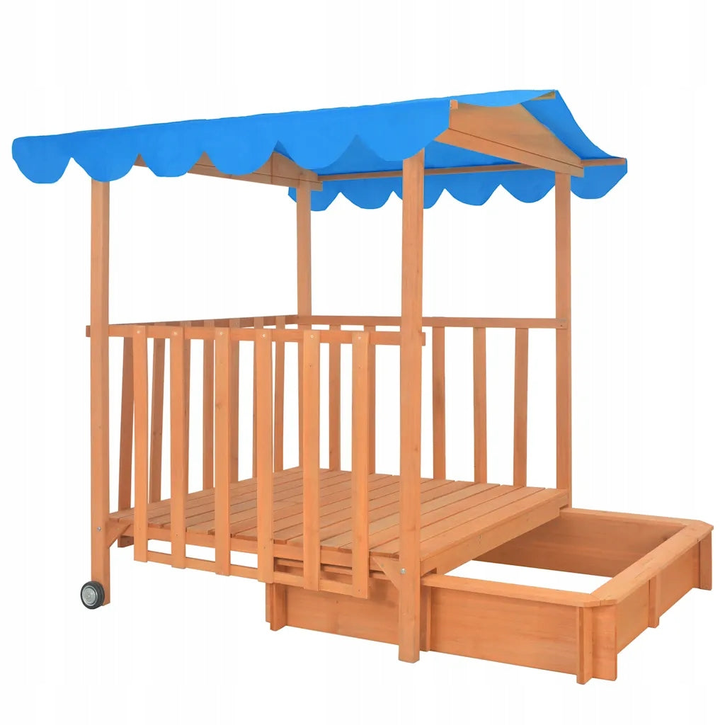 vidaXL House with sandbox, fir wood, blue, UV50 Additional information sun canopy