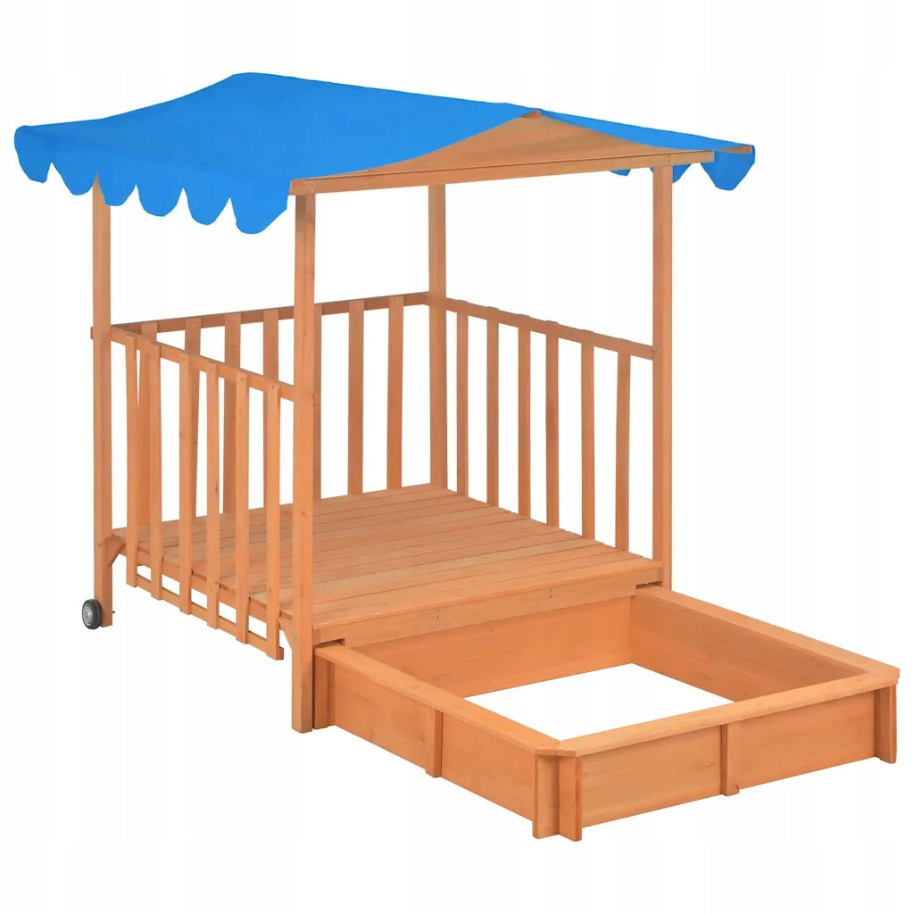 vidaXL House with sandbox, fir wood, blue, UV50