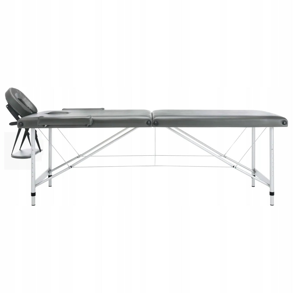vidaXL Massage table, 2-zone, aluminium frame, anthracite 186x68 cm Color gray