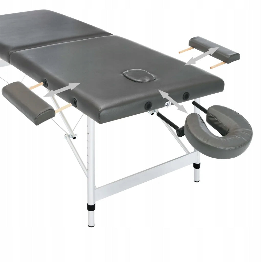 vidaXL Massage table, 2-zone, aluminium frame, anthracite 186x68 cm Weight 17.3 kg