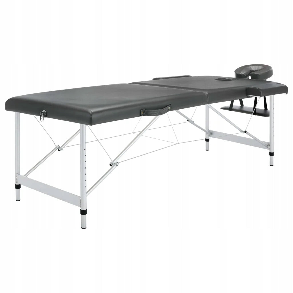 vidaXL Massage table, 2-zone, aluminium frame, anthracite 186x68 cm